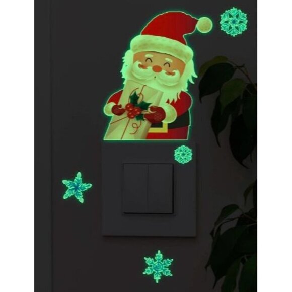 Christmas Santa Claus Glow in the Dark Switch Outlet Wall Sticker - Picture 1 of 8